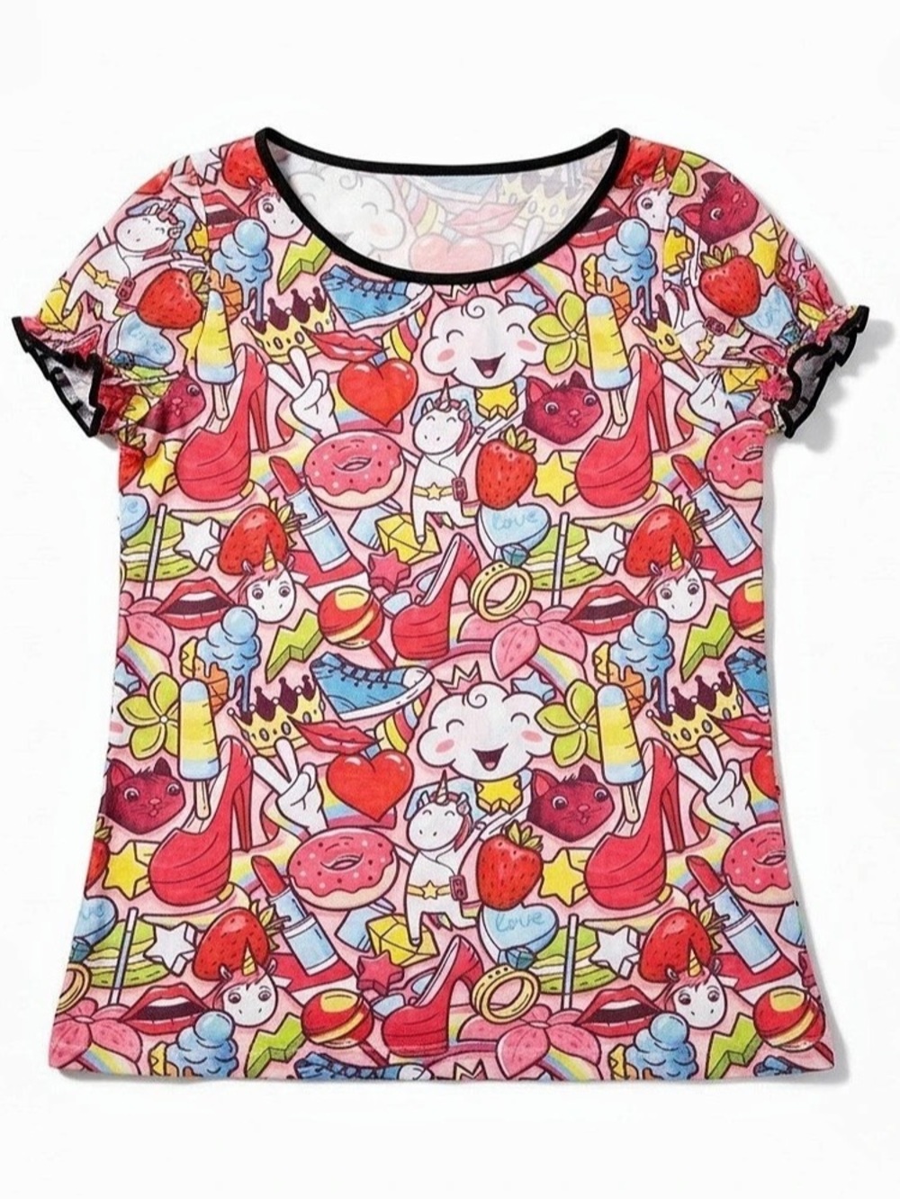 Colorful Candy ice-cream Print Short Sleeve Top kawaii